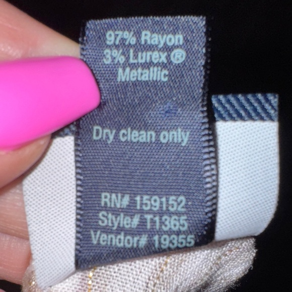 Daytrip Beige, Gold and White Striped V-Neck Blouse - Picture 8 of 9